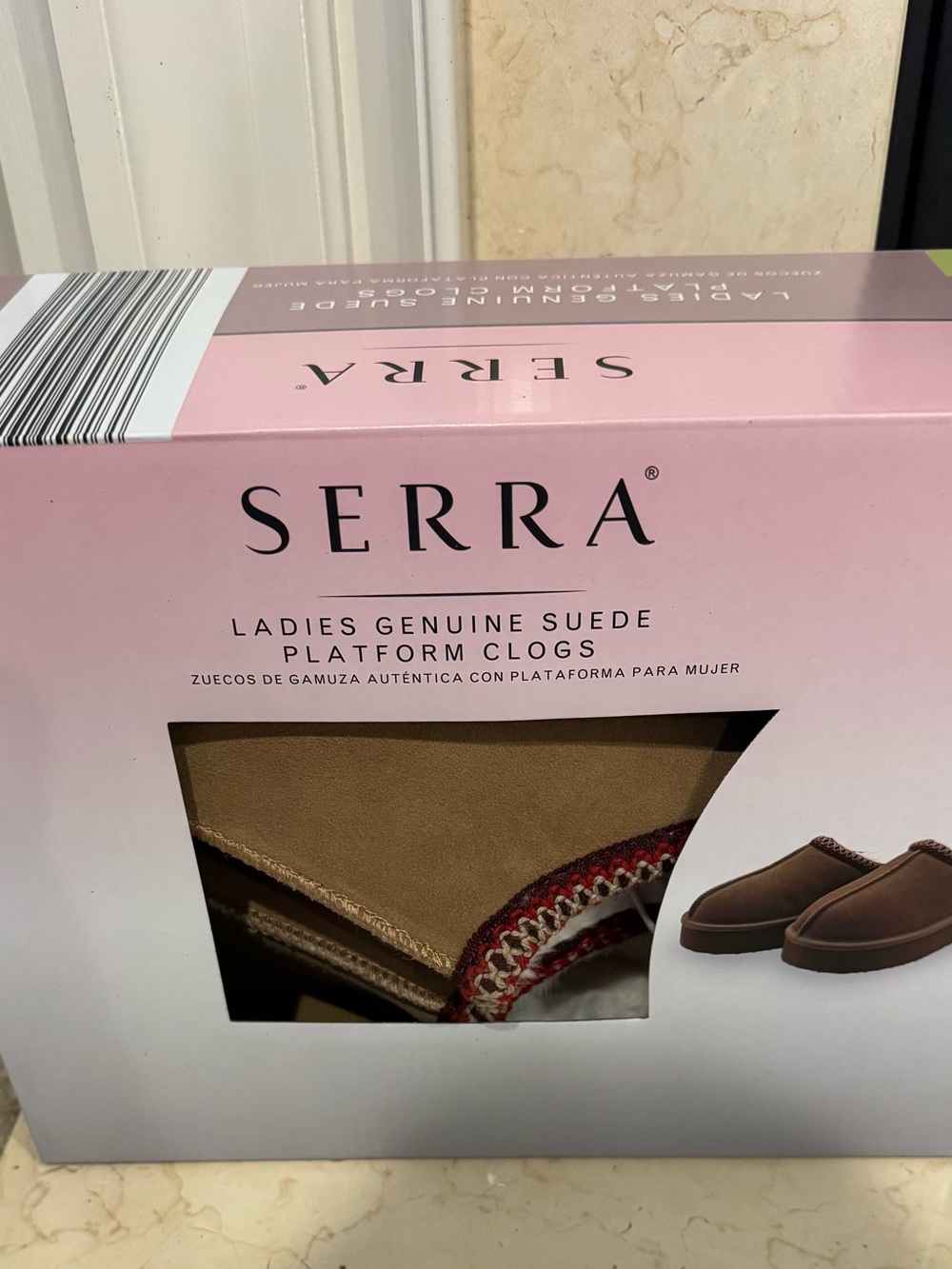 NIB Serra women's suede platform clogs, tan, 7